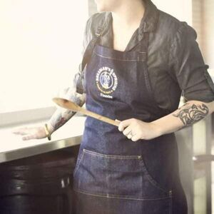 Denim Blue Jean Bib Apron with pockets plus FREE  cookbook